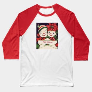 Snowman Couple Vintage Baseball T-Shirt